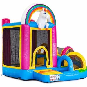 Springkussen Mini Unicorn met glijbaan 3x3,5x3,6 meter