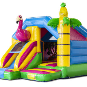Springkussen Flamingo Combo met glijbaan 4,9x3,9x3,3 meter