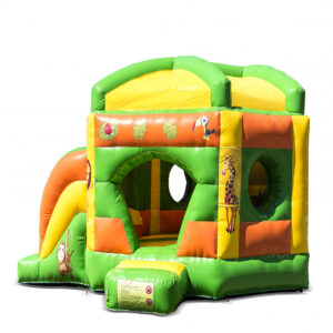 Springkussen Jungle vijfhoek met glijbaan 3,3x4,2x2,8 meter