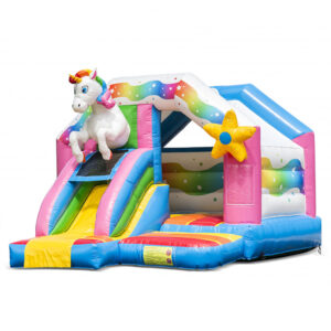 Springkussen Unicorn (Eenhoorn) met glijbaan 4,9x3,9x3,3 meter